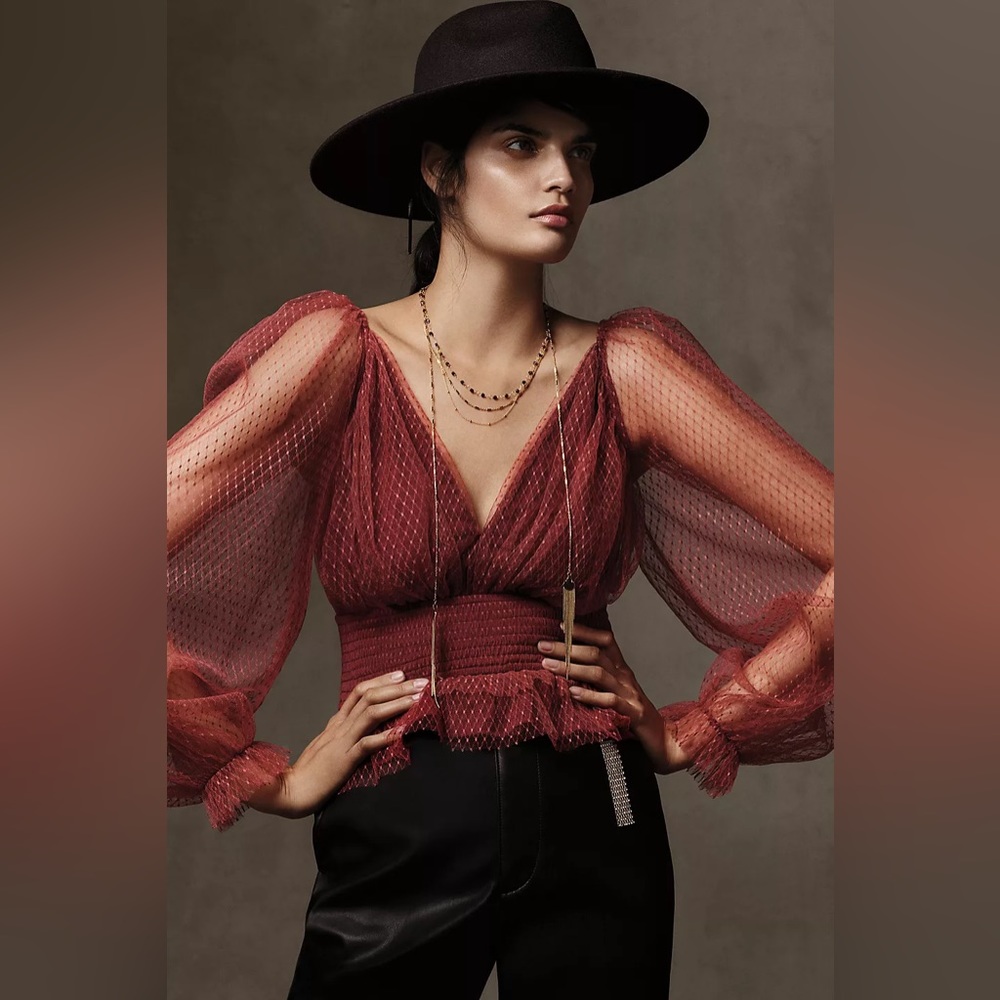 Anthropologie tulle blouse